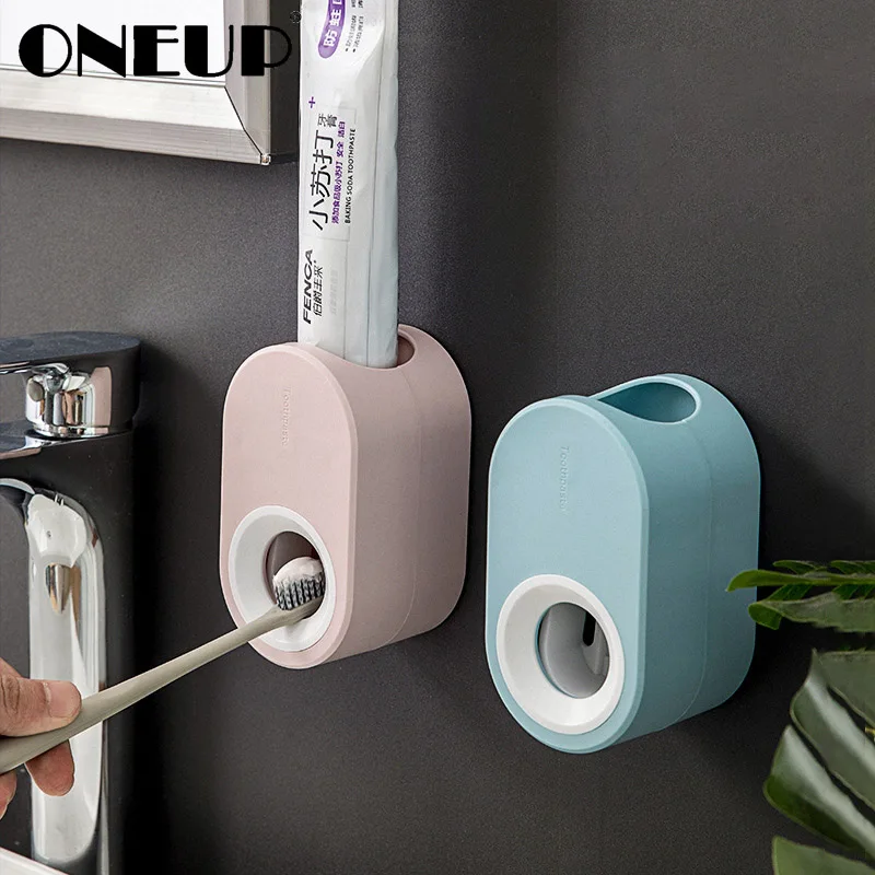 ONEUP Plastic Automatic Toothpaste Dispenser Wall-mount Toothpaste Tube Squeezer Home Portable Lazy Holder Bathroom Accessories