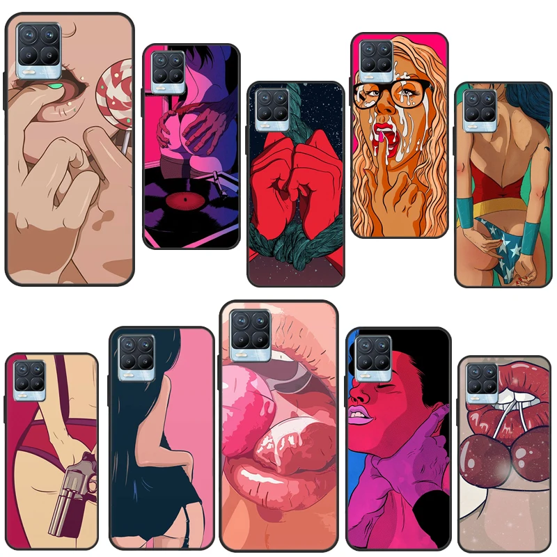 Sexy Hot Girls Lips Pink Body Bikini Per Realme C55 C35 C33 C31 C30 C21Y Gt Neo 5 10 11 Pro Plus Oneplus 11 10T Nord 2T Case