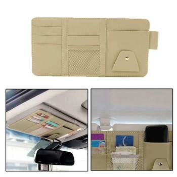 

Car Sun Visor Car Storage Bag For Bill Blocking Car PU Car Sun Visor Pocket Organizer Pouch Bag Card Pen Glasses Storage Holder