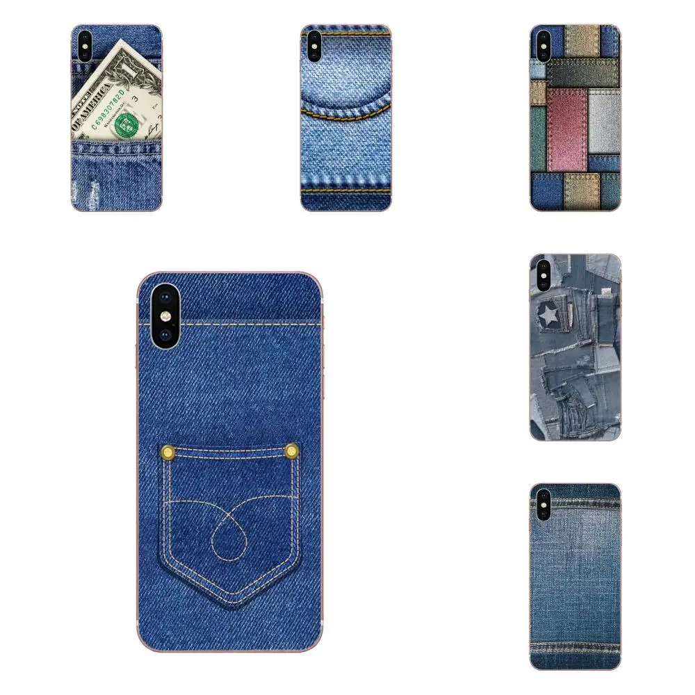 Blue Jeans Denim For Apple iPhone X XS Max XR 4 4S 5 5C 5S SE 6 6S 7 8 Plus Top Detailed Popular Phone Case | Мобильные телефоны и