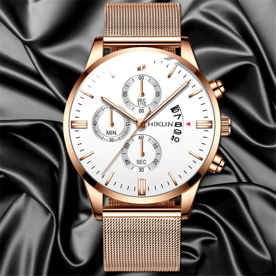 Reloj Hombre мужские модные повседневные деловые мужские часы из нержавеющей стали с сетчатым ремешком кварцевые часы Relogio Masculino