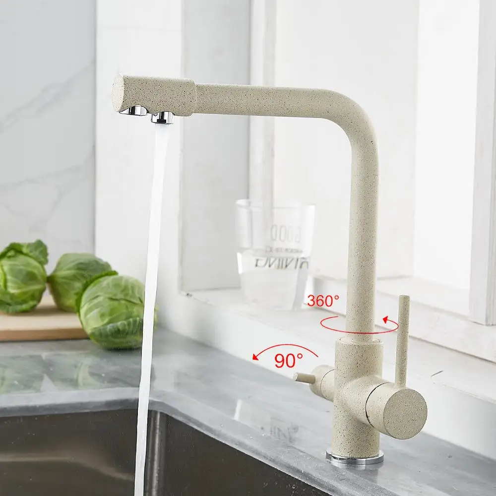 Kitchen Filtered Faucet balck with Dot Brass Purifier Faucet Dual Sprayer Drinking Water Tap Vessel Sink Mixer Tap Torneira