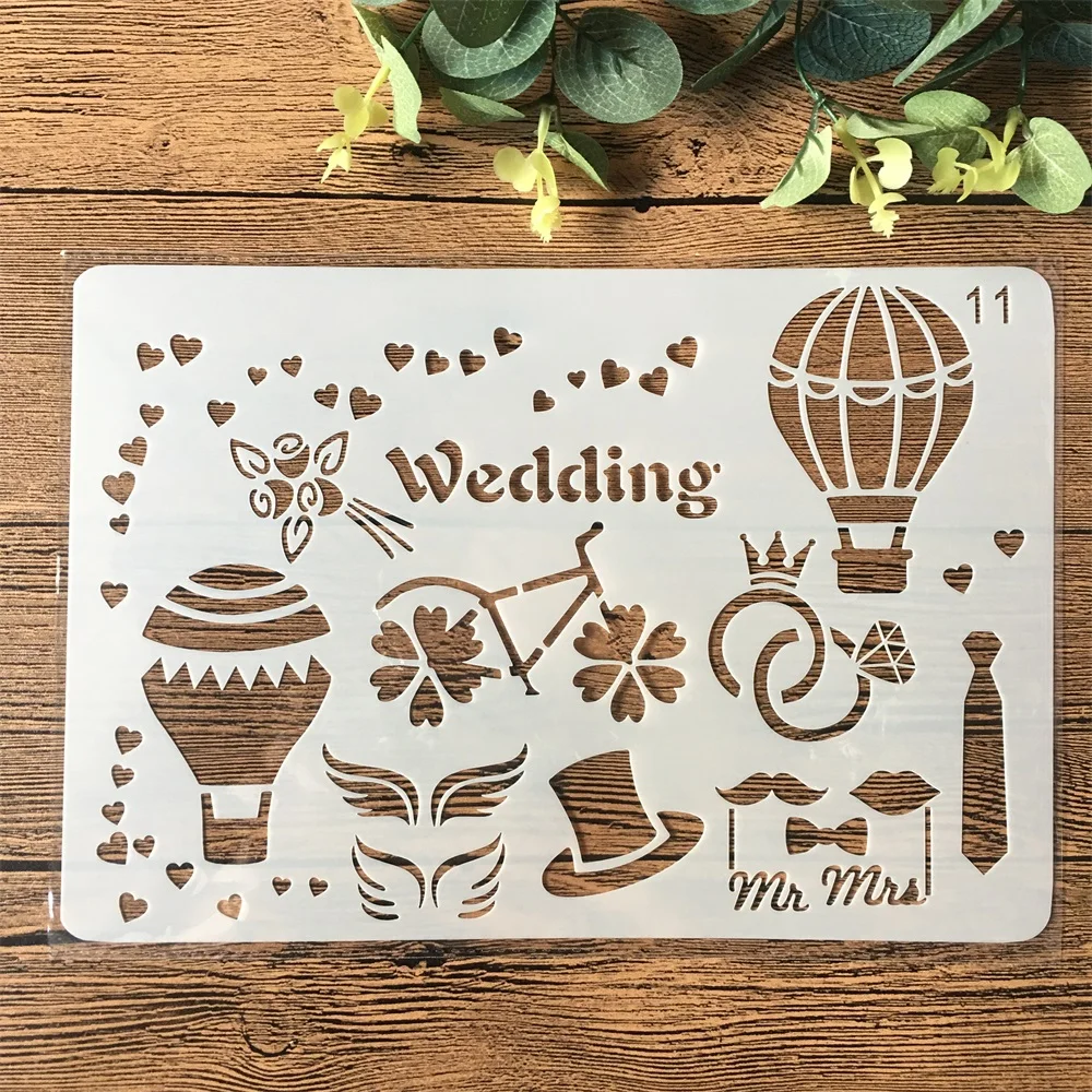 

26cm Hot Air Balloon Wedding DIY Craft Layering Stencils Painting Scrapbooking Stamping Embossing Album Paper Card Template