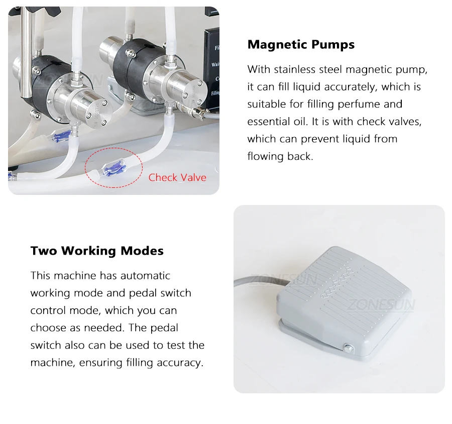 ZONESUN ZS-YG2 2 Nozzles Magnetic Pump Liquid Filling Machine