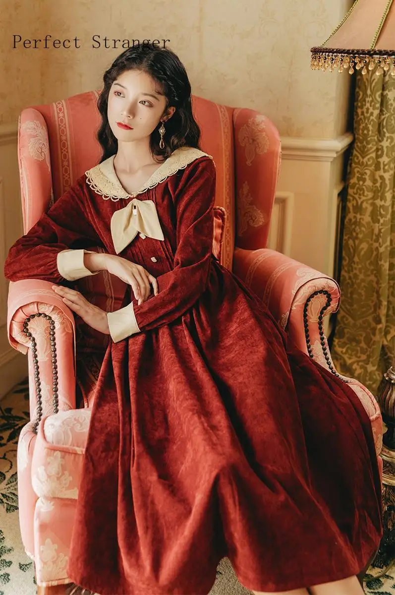2020 Autumn Winter New Arrival Hot Sale Turn Down Collar Long Sleeve Women Long Dress
