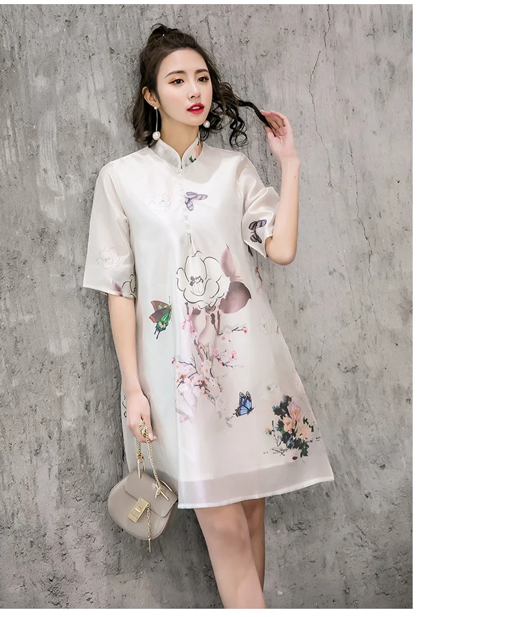 Китайское платье Cheongsam, улучшенное, Qipao, винтажные, вечерние, китайское, традиционное, женское платье Eastqueen, с рисунком, шелковое, ТРАПЕЦИЕВИДНОЕ ПЛАТЬЕ