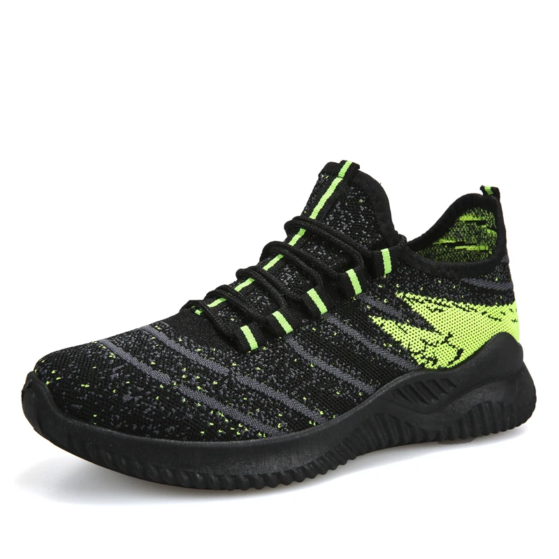 Men new casual sports shoes fly woven soft comfortable breathable lightweight running shoes shock absorption wear single shoes