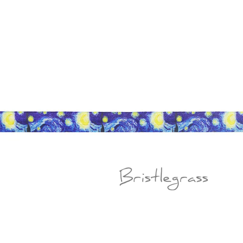 Starry Night BRISTLEGRASS 2 ярда 5/" 1,5 см Сова Фламинго цветочный принт враг складной над эластичными повязка из спандекса волос галстук платье с повязкой швейная отделка - Цвет: Starry Night