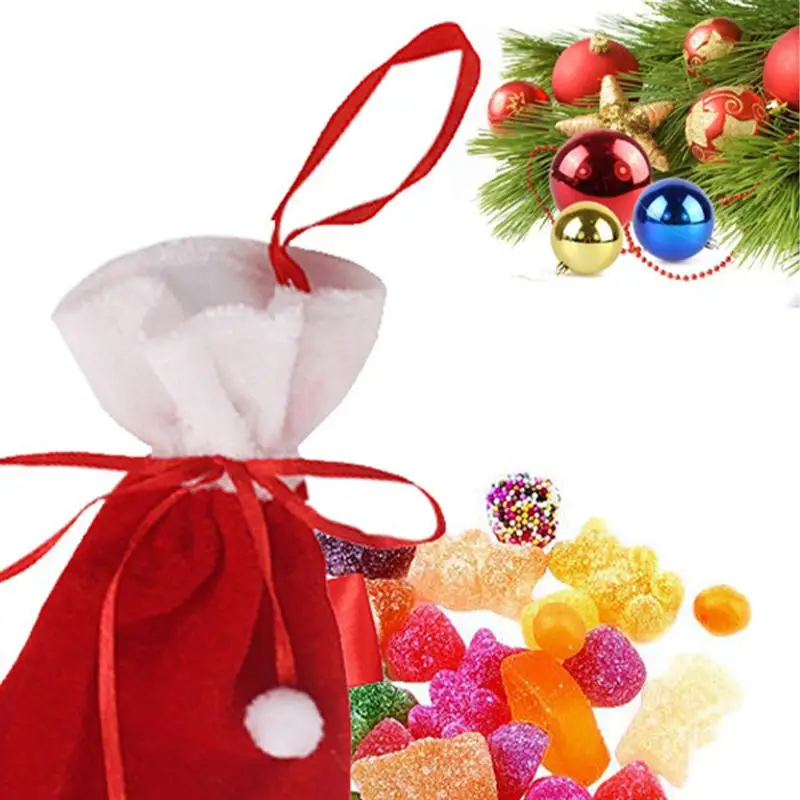 6 Pcs Stockings Portable Reusable Simple Candy Bags Christmas Tree Decor Santa Stockings For Christmas Supplies