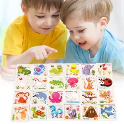 Когнитивная открытка с животными деревянная игрушка-головоломка для детей дошкольного возраста