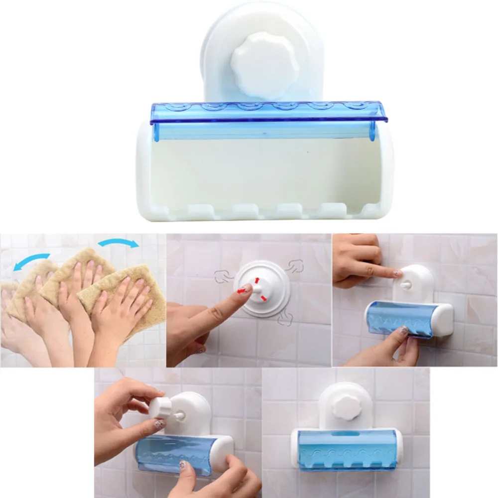 Toothbrush Spinbrush Plastic Suction 5 Toothbrush Holder Wall Mount Stand Rack Home Bathroom Accessories toothbrush holder,bathroom storage rack