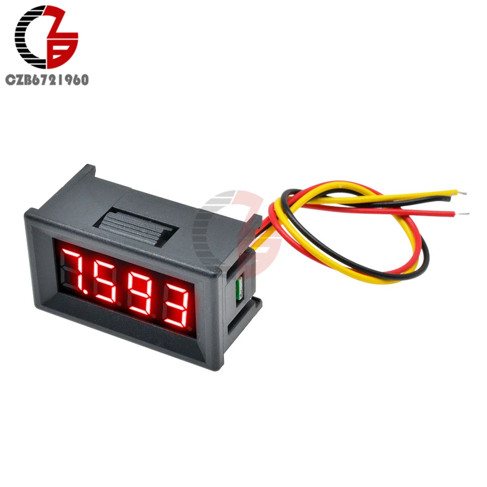 4 Digit 0-100V DC LED Digital Voltmeter 4 Bit 3 Wire Car Motorcycle Voltage Meter Lithium Battery Volt Tester Detector Monitor