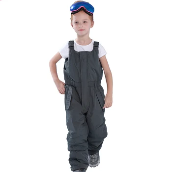 

2019 Ski Pants Kids Thick Warm Gray Boys Overalls Sports Snowboarding Girls Romppers Outdoor Waterproof Children Snow Trousers