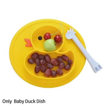 

Toddler Placemat Anti Slip Daily Silicone Plate Children Kids Meal Fruits Heat Resistant Strong Suction Durable Baby Duck Dish