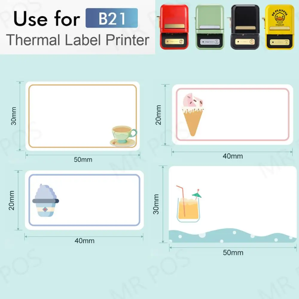 NIIMBOT B21 Printer Creative Color Pattern Label Paper Scratch-Resistant Anti-Oil Waterproof Classified Storage Sticker