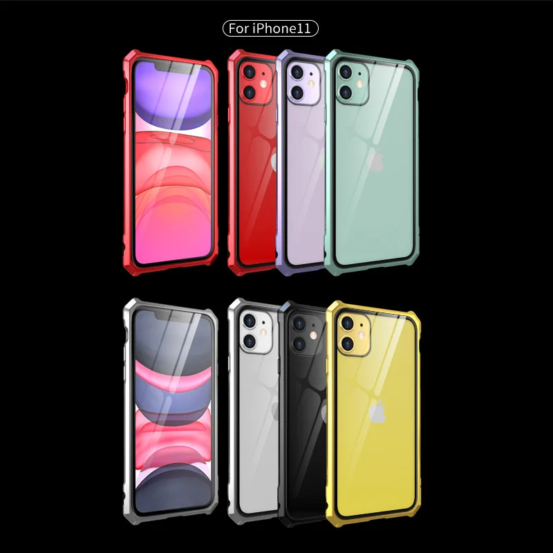 Роскошный металлический корпус для iphone 11 Pro Max задняя крышка из закаленного