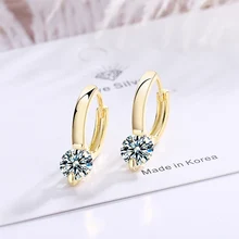 New Fashion Geometric Simple Hoop Earrings For Women Small Glossy Huggies With Round Zircon Female Charm Earring Accessory Gifts