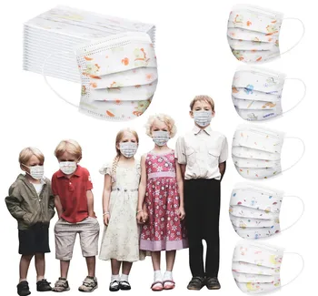 

Children's Face Mask Melt Blown Cloth Disposable Anti-Dust Masks Earloops Masks Three-Layer Protective Cover Germ Protection#YL5