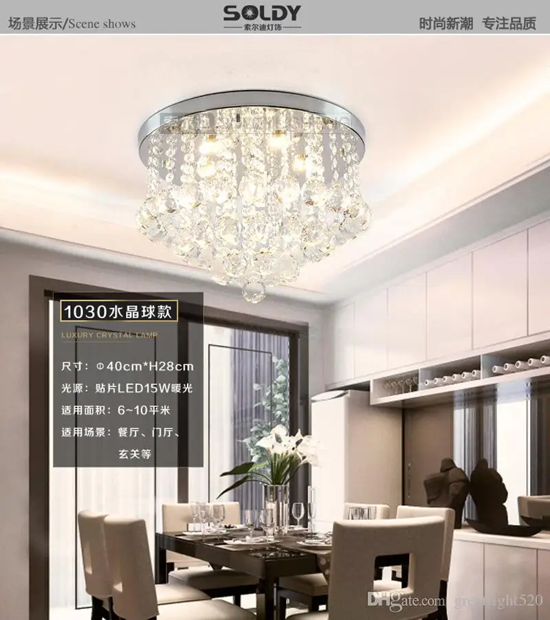 Round K9 Crystal Ceiling Light Droplights Silver Chrome Ceiling Pendant Light Chandelier Fitting Lamp crystal light variety #13