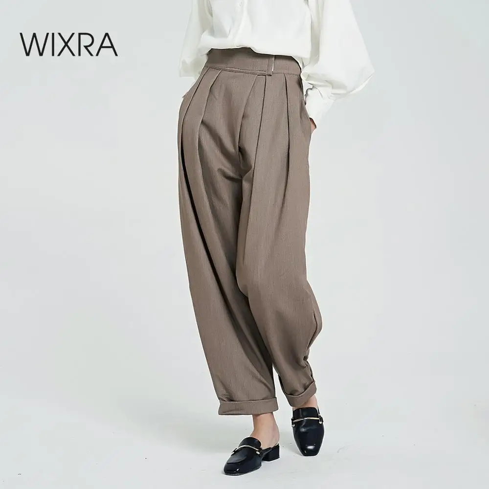 Wixra Женские повседневные брюки штаны свободные кэжуал с карманами база базовая тренды повседневная Зима осень весна