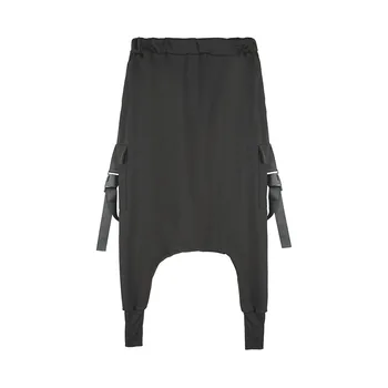 

2020 Spring Autumn Women Cross Pants Female Black Harem Pants Women Fashion Pocket Elastic Waist Long Pant Streetwear WP147