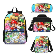Super Mario Bros школьная сумка в стиле аниме набор для детей, женщин, мужчин, рюкзак, сумка для ручек, сумка для льда, Mujer Escolar Bolsa Termica