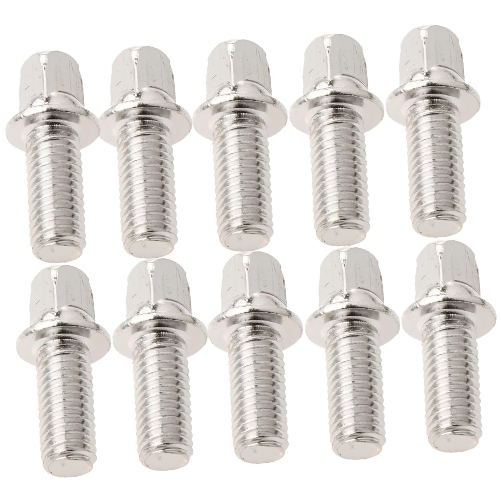Pack of 10 Metal Square Shape Head Drum Kit Pedal Mallet Hammer Mounting Screws Silver DIY drum screws