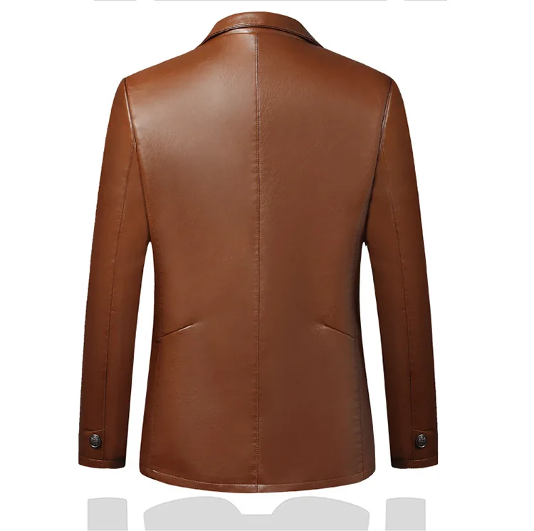 Весна и осень среднего возраста мужской костюм кожаное пальто Slim Fit pu кожаная куртка мужской костюм воротник кожаное пальто маленький костюм осень