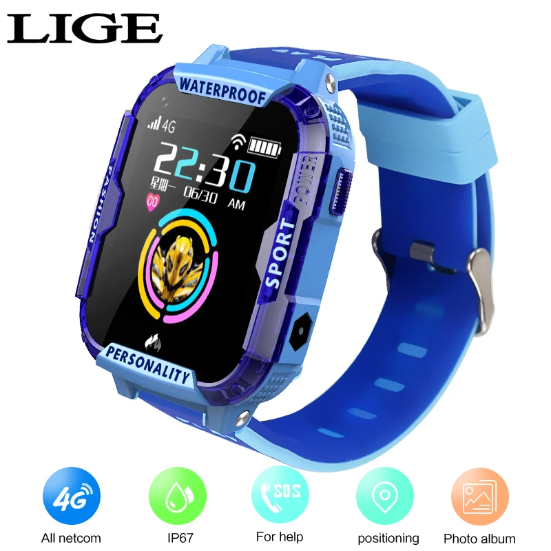 

LIGE 4G Children Smart Watch GPS Positioning Tracker wifi Connection Video Call SOS one button help baby SmartWatch Boy girl+Box