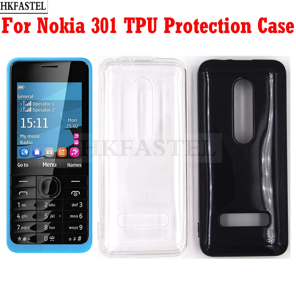 HKFASTEL Protection Case For Nokia 301 Single / Dual Sim jelly Clear Soft TPU Back Skin Camera Protect Cover | Мобильные телефоны и