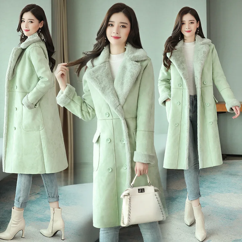 

Lambs Wool Coat Women's Winter Mid-length 2019 New Style Korean-style Loose-Fit Deerskin Velvet Warm Thick Cotton Coat Overcoat