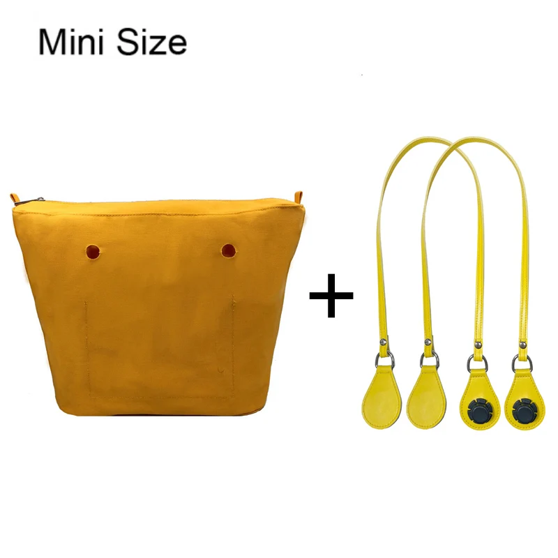 1set 85cm Long Microfiber Leather Handles with Canvas Floral Insert Inner Pocket for Classic Mini Obag O Bag Women Handbag 