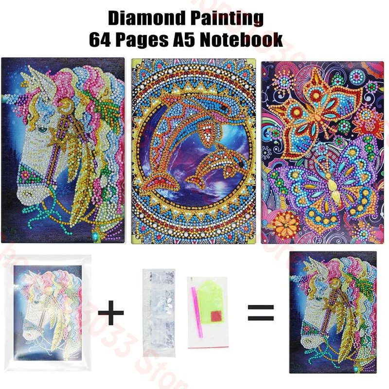 

64 Pages Diamond Painting Notebook DIY Unicorn butterfly Special Shaped Diamond Embroidery Cross Stitch A5 Notebook Diary Book