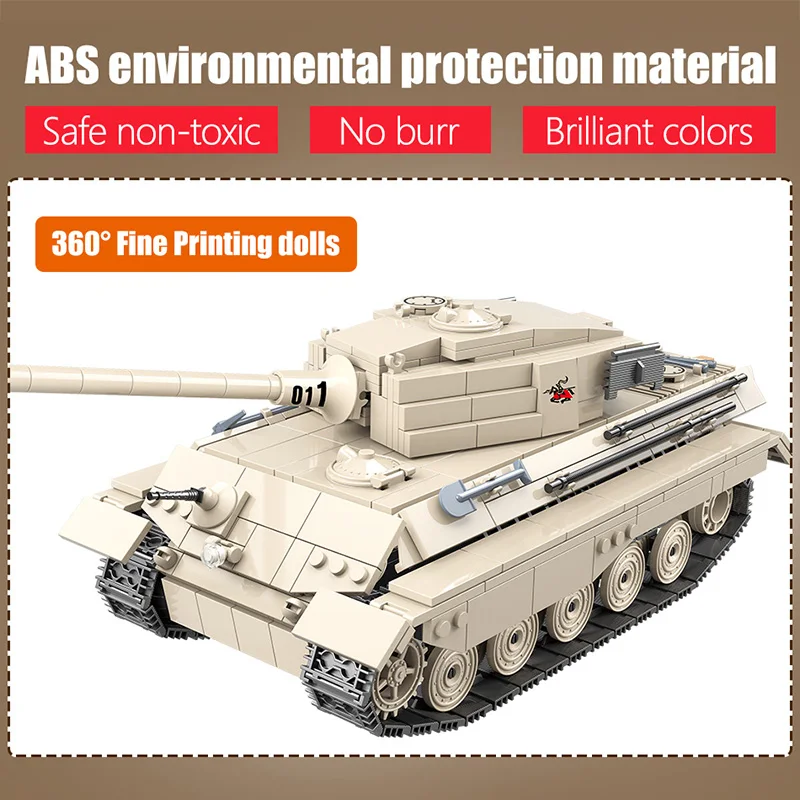 Kaufen 978 stücke Deutsch WW2 Tiger König Tank Bausteine Legoing Military Tank Armee Soldat Waffe Figuren Blöcke Geschenke Spielzeug für jungen