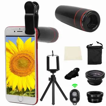 

Orsda 10 in 1 Mobile phone lens 8X Camera Telephoto Fisheye lens Wide Angle Macro Lens Travel Kit for all smartphones