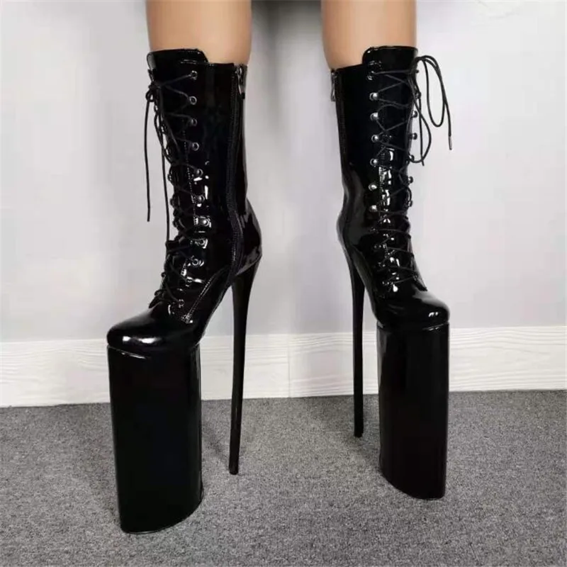 Г. Сапоги на высоком каблуке с новым рисунком обувь высшего качества на 30 см женские модные ботинки водонепроницаемые женские Ботинки на каблуке 20 см США 4-16