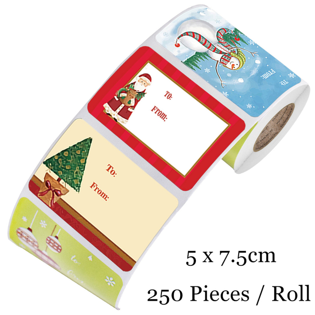 6 Designs Adhesive Christmas Gift Name Tags Xmas Stickers Present Sealing Labels Christmas Decals Gift Package Decor