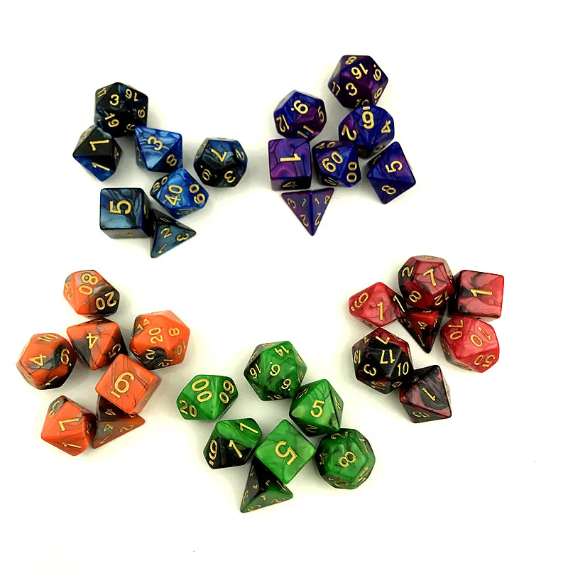 

Wholesale 7 pieces / set of new dice game polyhedron D4-D20 multi-faceted acrylic dice colorful 2019 new