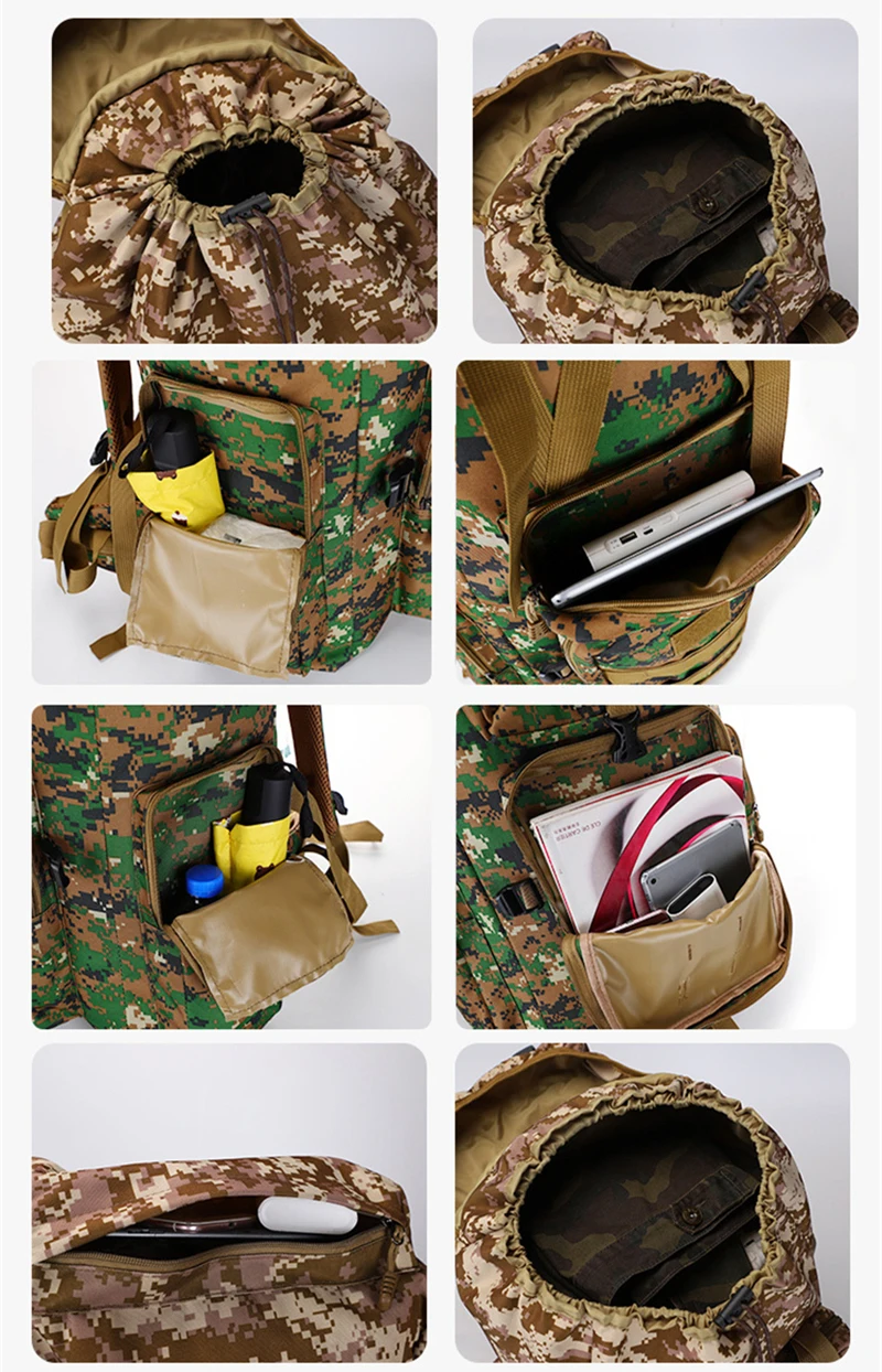 70L военная сумка с задней скобой, водонепроницаемая тактическая сумка, высокопрочный тактический рюкзак, многофункциональная армейская сумка, уличная сумка