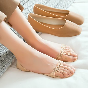 

2020 3 Pairs New Transparent Short Lace Socks Women Summer Hollow Out Female Soft Invisible Breathable Boat Socks Slippers