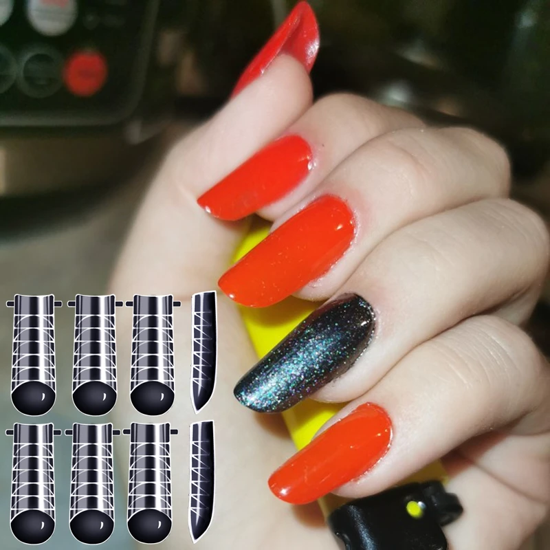 

120pcs/kit Clear Flat Dual Forms Extension Nail System Cover DIY Nails Accessoires Manicure Tool Quick Building Gel Mold Tips