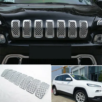 

7x ABS Chrome-plated Front Grille Grill Ring Cover Trim For Jeep Cherokee 14-18 Durable And Practical To Use