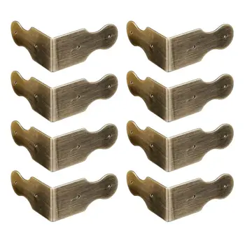 

Tiazza 8Pcs Brass Box Corner Protector Corner Braces Hardware Desk Edge Right Angle Guards Wood Jewelry Photo Frame Accessories