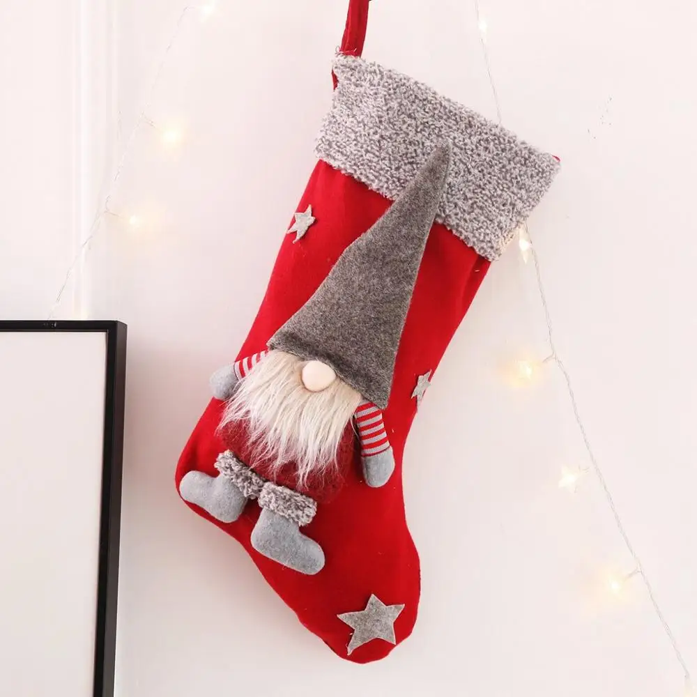Christmas stockings decorated flannel long beard doll Christmas tree decorated gift bag candy bag 2020 New Year Christmas gift