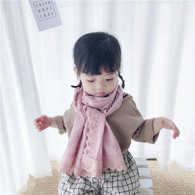Осенне-зимний детский шарф, шарф из хлопка и льна, однотонный простой выразительный теплый шарф для детей
