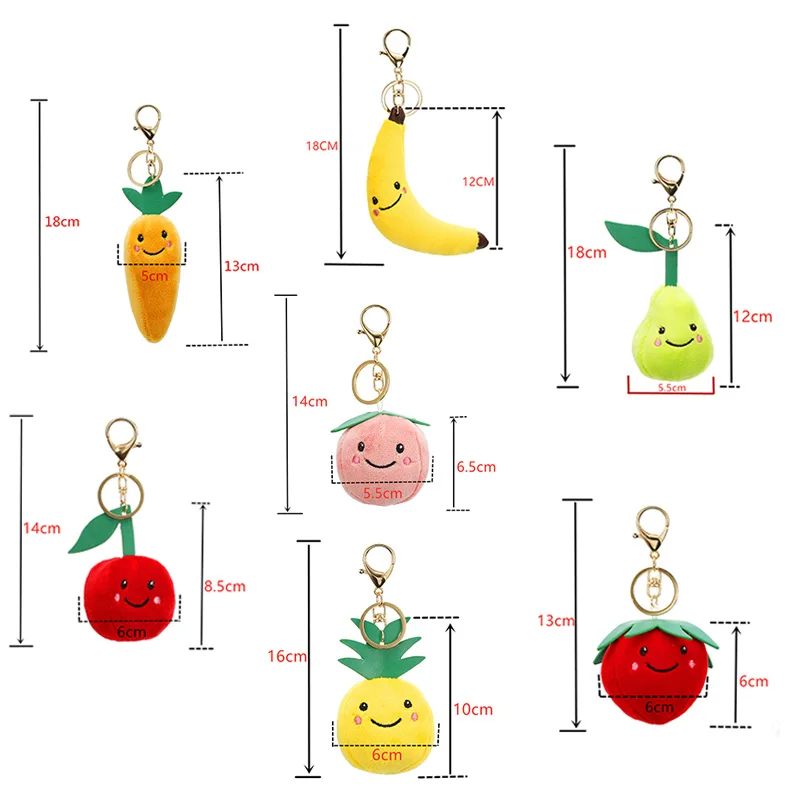 Большой Летний Фруктовый брелок клубника персик груша брелок в форме ананаса еда брелок свежие фрукты плюшевые игрушки пара ювелирных изделий