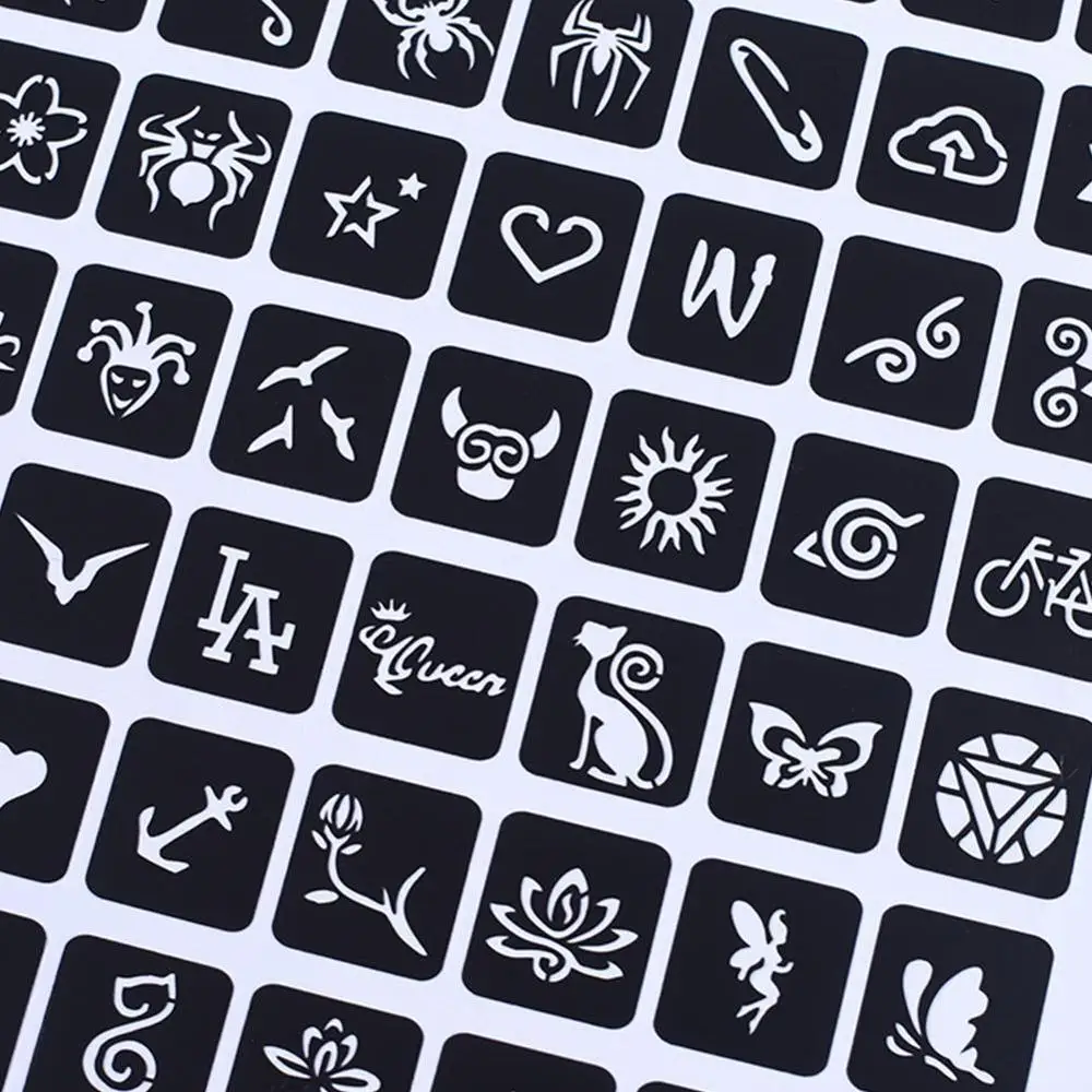 False Tattoo Sticker Stencils Glitter Temporary Fake Flower Tattoo Cartoon Kids Template Girl For Woman Butterfly Cute Draw D6G3