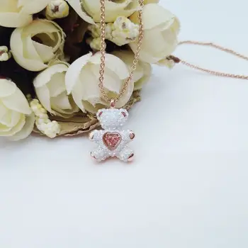 

High quality SWA 3D white Teddy Pendant Necklace originally designed gifts for women to design a Christmas Bear Necklace