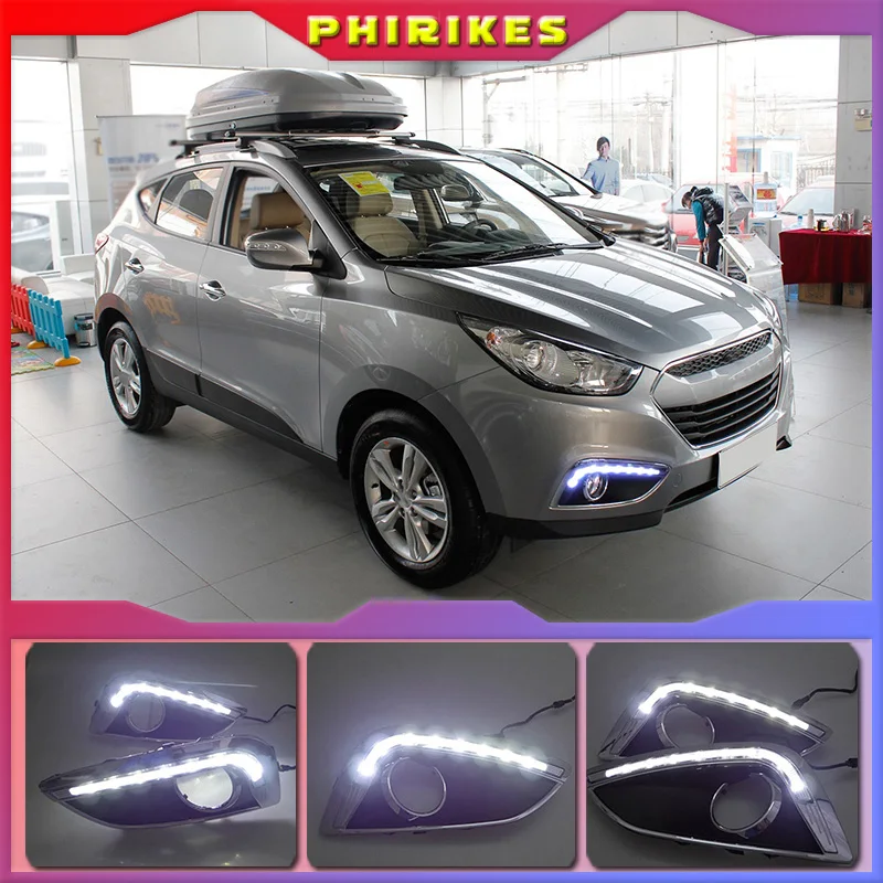 

For Hyundai IX35 2010-2013 Daytime Running Light With Fog Lamp Hole SNCN Super Brightness Waterproof ABS Car DRL LED
