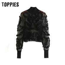 Пикантные Прозрачные рубашки с высоким воротом женские рубашки с оборками осенние женские топы Лолита милые топы